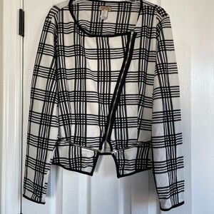 Janette Plus Black and White Checkered Blazer